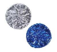 GWAWG Lot de 2 béret à paillettes scintillantes pour femme, chapeau de danse pour filles, festival, fête, club, costume amusant, queue de sirène, taille unique (bleu, argent)