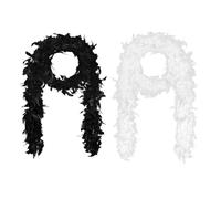 GWAWG Lot de 2 Boa Plume 180 cm, Noir et Blanc, Accessoire Charleston Femme, Déguisement Années 20, Tenue Gatsby, Carnaval, Fête Costumée, Cabaret, Halloween et Spectacles