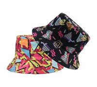 GWAWG Lot de 2 bob rétro années 80 pour homme et femme - Motif disco amusant - Chapeau de pêcheur d'été pour voyage, plage, randonnée - Multicolore, multicolore, Taille unique