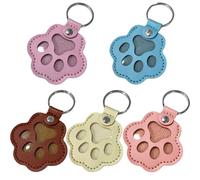 GWAWG Lot de 5 Porte-Clés Patte en Cuir - Souvenir pour Poils de Chien ou Chat, Bijou Mémorial Animal en Cuir, Cadeau Sentimental pour Amoureux des Animaux, Porte-Clé avec Compartiment Femme Fille