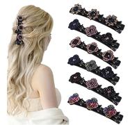 GWAWG Lot de 6 Pinces à Cheveux Tressées en Pierre de Cristal Étincelante Élégantes et Brillantes Faciles à Tresser Antidérapantes pour Femmes et Filles Pinces à Cheveux en Strass Brillants