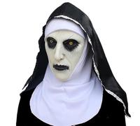 GWAWG Masque de Terreur d'Halloween Scream Latex Realiste Horreur Nonne Effrayant Deguisement Halloween Horreur Latex Masque avec Foulard Accessoires de fête Monstre