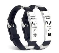 GWAWG Messi10 Lot de 2 bracelets en forme d'étoile de football en acier inoxydable et silicone - Bracelet réglable pour fan de football, Acier inoxydable