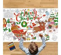 GWAWG Nappe à Colorier Noël, Grande Nappe de Noël Rectangulaire en Papier, Poster Géant à Colorier pour Enfants et Familles, Décoration de Table Festive et Activité Créative 183 x 79 cm