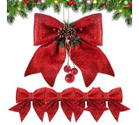 GWAWG Noeud Sapin Noel,5 Pcs Noeud Rouge Noel,Decoration Noel Sapin