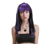 GWAWG Perruque de sorcière glamour, perruque de sorcière noire et violette pour femme, perruque de déguisement glamour pour femme, perruque de déguisement pour adulte