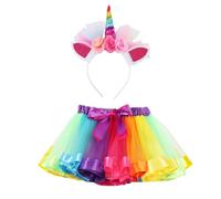 GWAWG Robe Tutu De Princesse Licorne Pour Fille, 2PCS Robe Princesse Bébé Enfant, Déguisement Licorne Enfant Pour Anniversaire Fête Mariage Halloween Christmas Carnaval Cosplay (Rainbow, One Size)
