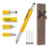 GWAWG Stylo Multifonction Cadeau Homme Multifonctionnel 6 En 1 Gadgets pour Hommes avec Un Coffret Cristal et 5 Recharges Remplaçables Papa Cadeau Personnalisé Maitresse Cadeau Cadeaux Grand-Père