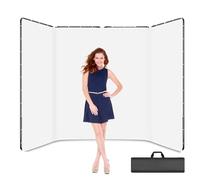 GWBoiuyQETM Fond de scène Grand écran, système de Support Photo Portable avec trépied, Sac de Rangement, Cadre panoramique Pliable et Infroissable pour Spectacles et fêtes (Blanc)
