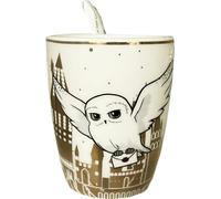 GWCC Ensemble tasse et cuillère Harry Potter Hedwige Poudlard avec impression feuille d'or dans une boîte cadeau