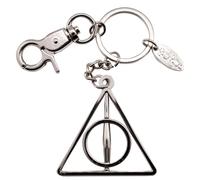 GWCC Porte-clés officiel Harry Potter Les Reliques de la Mort fabriqué en argent chromé et comprend les trois symboles des Reliques de la Mort, Doré/argenté