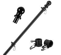 GWCYMYD Mât de drapeau télescopique rotatif à 360° en acier inoxydable avec mousqueton - 1,8 m - Pour vérandas, cours et jardins