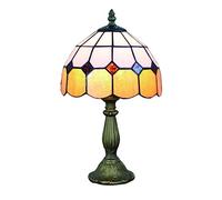 Gweat Lampe de table ambre style méditerranéen Tiffany de 8 pouces Lampe de chevet (Couleur: Jaune)