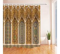 gwegvhvg Rideaux de douche marocains rustiques pour salle de bain Motifs géométriques 3D Tissu polyester imperméable 180 x 180 cm