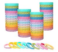Gweichunon Lot de 48 bracelets de sensibilisation à la santé mentale, bracelets de motivation inspirants en silicone extensible pour thérapie de conseil, cadeaux positifs pour adolescents, hommes et