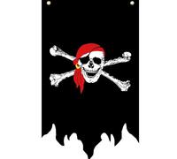 Gwezmxs Drapeau Pirate Décoration Extérieur, Crâne au Foulard Rouge pour Fêtes/Décoration Jardin/Halloween, 30x50cm