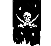 Gwezmxs Drapeau Pirate Décoration Extérieur pour Décoration Jardin/Fêtes/Halloween, Crâne Couteaux Croisés, 90x150cm