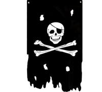 Gwezmxs Drapeau Pirate Extérieur avec Œillets, Squelette avec Cache-œil pour Fêtes Pirates/Décoration de Jardin/Halloween, 90x150cm