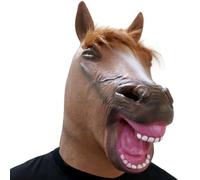 Gwezmxs Masque Cheval en Latex, Décoration d'Halloween Fête de Noël Adulte, Marron