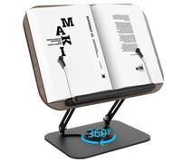 Gwezmxs Support pour Livre, Lutrin de Lecture, Pliable Porte Livre de Cuisine, Repose Livre, 360° Ajustable Base avec Pinces à Balles