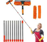 GWFBLID Raclette à Vitre Professionnelle Kit NettoyageVitre avec Chiffons Microfibres PliableRaclette Vitre avec Manche Amovible en AcierInoxydable Brosse de Nettoyage pour Panneau Solaire