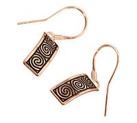 GWG Jewellery Boucles D'Oreilless Plaquées En Or Rose 18K Celtiques Rectangulaires, Spirales Newgrange en émail Noir dans Boîte Cadeau pour Femme
