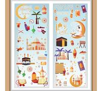 GWHOLE Autocollant Eid Mubarak Decoration Ramadan 2025 Decoration pour Fenêtre Stickers Eid Mubarak Autocollant Ramadan Kareem Décoration Ramadan Deco Aid Mubarak Decoration Eid Mubarak