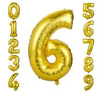 GWHOLE Ballon Géant 86 cm Ballons Gonflable Anniversaire Décoration Or Doré Chiffre 6