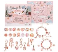 GWHOLE Calendrier de l'Avent 2025 Bijoux Fille, 24 Surprises Advent Calendar Bracelet DIY en Acier Inoxydable, Cadeau Noel Fille Enfant 6 7 8 9 10 11 12 ans Ado Original - Or Rose