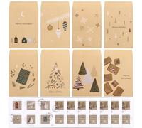 GWHOLE Enveloppes Noel Pochette Cadeau Noel 48 Mini Enveloppes Noël avec 48 Autocollants de Fermeture Sachet Sac Cadeau Noël en Kraft Papier pour Petit Cadeau Bonbon Chocolat Bijoux