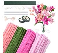 GWHOLE Fil Chenille Rose Kit de Fabrication de Fleurs en Pipe Cleaners 400 PCS Lot de Chenilles avec Tiges, Fil et Ruban Adhésif pour Artisanat et Loisirs Créatif