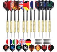 GWHOLE Fléchette Pointe Acier Lot de 12 Fléchettes à Pointe Aiguille en Acier avec 36 Ailettes et 12 Tiges Supplémentaires Jeux de Fléchettes Set de Fléchettes Professionnel