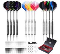 GWHOLE Flechettes Professionnelles 12Pcs Kit pour Cible Electronique avec 36 Feuilles et 120 Pointes en Plastique pour Jeux de Fléchettes Electronique