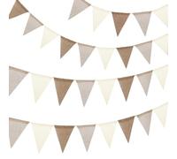 GWHOLE Guirlande Fanions Jute, 36 Drapeaux, Décoration Mariage Fête, 12m