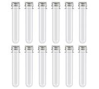 GWHOLE Lot de 12 Tubes à Essai 40ML en Plastique Transparent avec Bouchon à Visser