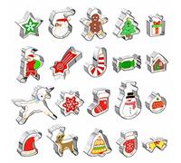 GWHOLE Lot de 20 Emporte Pièces Noël en Acier Inoxydable Moule à Biscuits Cookies Sablés Patisserie Decoupoir en Forme Père Noël, Licorne, Flocon de neige, Arbre de Noël