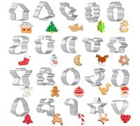 GWHOLE Lot de 20 Mini Emporte-pièces Emporte Pièce en Forme d'Étoile de Maison d'Arbre de Noël d'Homme Gingerbread Moule à Biscuits en Acier Inoxydable pour Noël Biscuits Pâtisseries Cookies Gâteaux