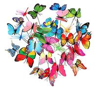 Gwhole Lot de 28 Papillons et Libellules Artificielles avec Bâtonnets Décoration Étanche PVC pour Décoration de Plantes Cour Extérieure Décoration de Jardin