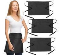 GWHOLE Lot de 3 Tabliers Courts Unisexes avec Poches pour Chef Baker Serveurs Serveuses Serveur Artisans