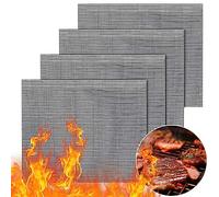 GWHOLE Lot de 4 tapis de barbecue antiadhésifs en maille - Accessoires de barbecue - Filet à outils pour barbecue en plein air - Gril à granulés de charbon de bois