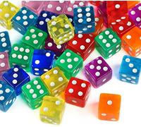 GWHOLE Lot de 40 Dés Translucides Coloré de 16 mm avec 6 Faces 8 Couleurs pour Jouer à des Jeux
