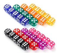 GWHOLE Lot de 40Pcs Dés 6 Faces 14MM Set de des avec 8 Couleurs Dice Set des en Coin Arrondi Assortiment pour Jeu de Dés et Fête