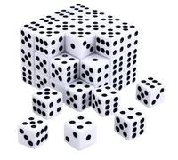 GWHOLE Lot de 50Pcs Dés 6 Faces 14MM Set de des Couleur Blanc Dice Set des à Angle Droit Assortiment pour Jeu de Dés et Fête
