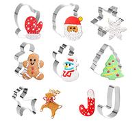 Gwhole Lot de 8 Emporte Pièces Noël en Acier Inoxydable Moule à Biscuits Cookies Sablés Patisserie Decoupoir en Forme Père Noël, Flocon de Neige, Arbre de Noël