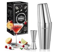 GWHOLE Shaker à Cocktail Shaker Boston en Acier Inoxydable 750mL 500mL TIN on TIN Kit Shaker à Cocktail avec Doseur 50mL 25mL Outils de Barman Professionnels pour Restaurant Bar Famille