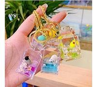 Gwill - Lot de 2 porte-clés flottants en acrylique avec liquide et paillettes - Cadeau pour couples, femmes, hommes