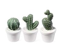 Gwill Lot de 3 mini cactus ornementaux en céramique - Simulation pot de fleurs - Décoration créative