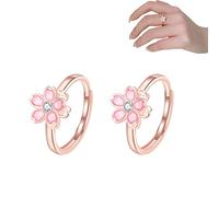 GWINDI Sakura Flower Spinner Ring - Votre élégant Compagnon d'anxiété et de méditation,S925 Bague Spinner réglable, Fidget Anxiety Relief Ring Band Jewelry pour Femme (2Pcs)
