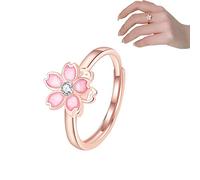 GWINDI Sakura Flower Spinner Ring - Votre élégant Compagnon d'anxiété et de méditation,S925 Bague Spinner réglable, Fidget Anxiety Relief Ring Band Jewelry pour Femme (1Pcs)