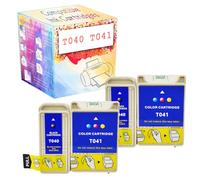 GWJJMK T040 T041 E040 E041 040 041 Remplacement Compatible en Cartouche À Encre Noir Et Couleur pour Epson Imprimante C62 / CX3200 2 Sets